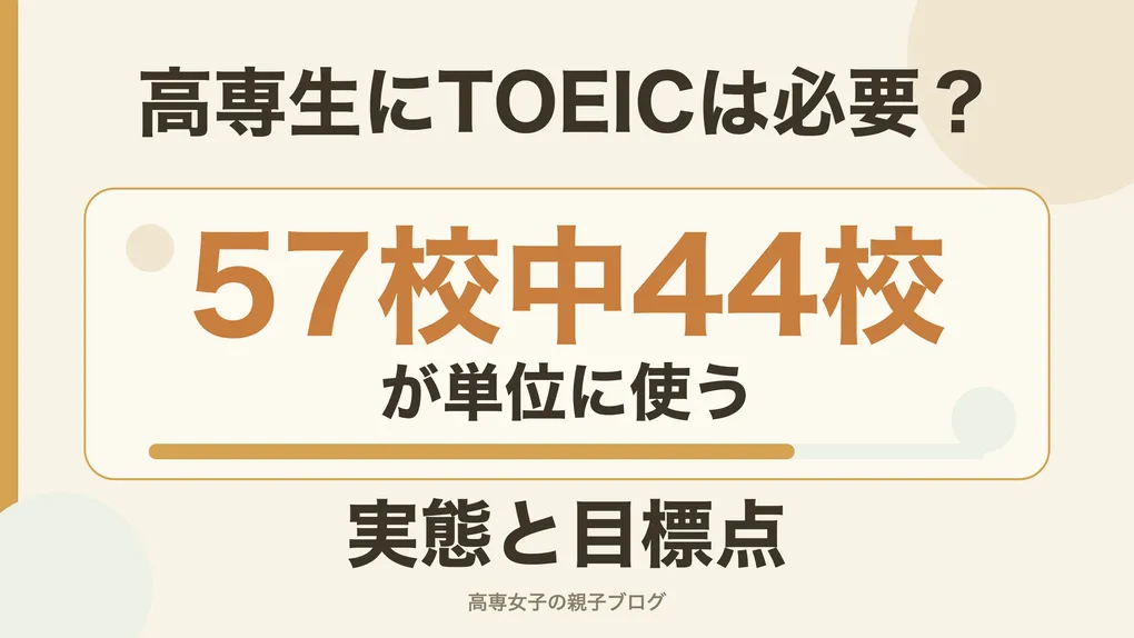 高専生にTOEICは必要？57校中44校が単位に使う実態と目標点